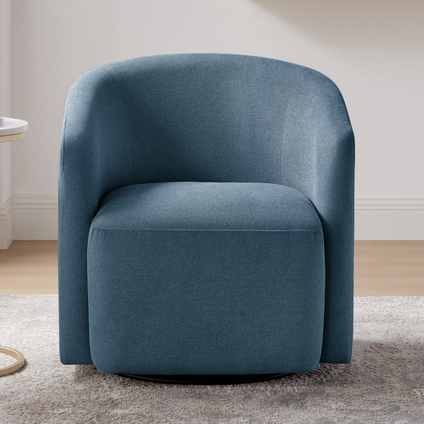 English Elm Ardena Durable Blue Swivel Barrel Chair – Commercial-Grade Fabric, Pocket Coil Seat, 360° Swivel Comfort B050P322593