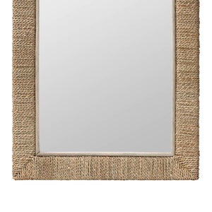 English Elm Round Braided Jute Rope Wall Mirror Natural Fiber Boho Coastal Accent Decor B2750P467771