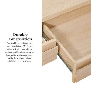 English Elm Walker Edison - Modern Curved Waterfall Desk with Drawers and Rounded Edge Design, Durable MDF Surface, Stylish Statement Pulls Oak 49 L x 24 W x 6.63 H B185P200199