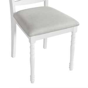 English Elm 7-Piece Extendable Dining Set with Removable Leaf and 6 Upholstered Chairs, Solid Rubberwood Legs, Seats 6 Natural+White N752S000030K