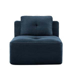 English Elm Armless Modular Sofa Seat Corduroy Upholstered Deep Cushion Living Room Lounge Chair Blue W714P364694