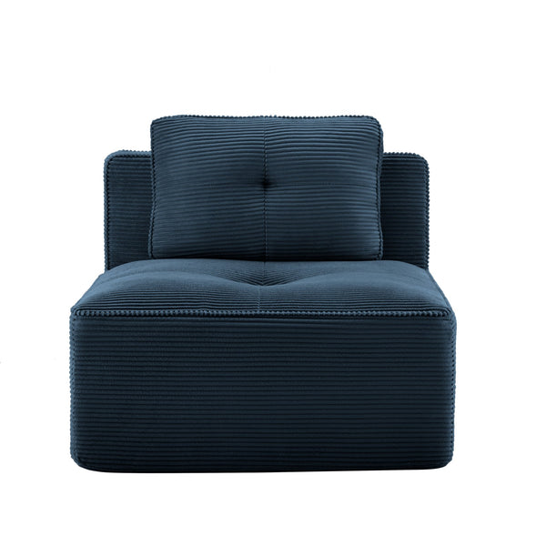 English Elm Armless Modular Sofa Seat Corduroy Upholstered Deep Cushion Living Room Lounge Chair Blue W714P364694
