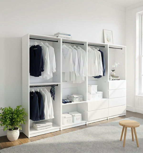 English Elm Prosper Freestanding White Walk-In Wood Closet System – Durable Melamine, Oak Finish, Modular Storage, Easy Assembly B040S00134