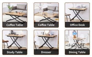 English Elm Modern Lift Top Multifunctional Table Mfc Surface Black Metal Legs Small Space Desk W1151P149702