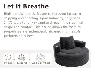 English Elm Round Cloud Sectional Sofa Bed with Memory Foam Cushions for Studio Living Spaces Black W3224P444284
