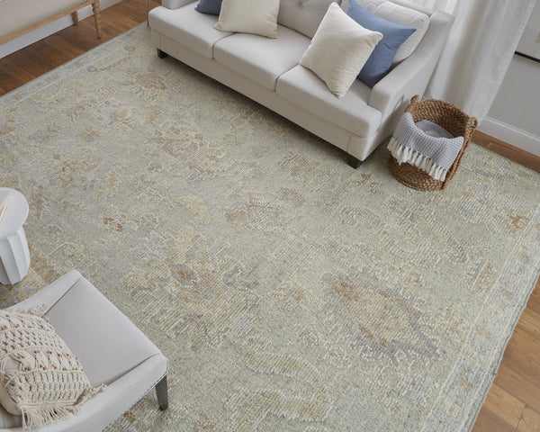 Feizy Rugs Grafton Hand-knotted Wool Rug - Luxurious Artisan Craftsmanship With Elegant Floral Patterns Gray,Green,Blue Wool Gft69fnfgrygrnf99