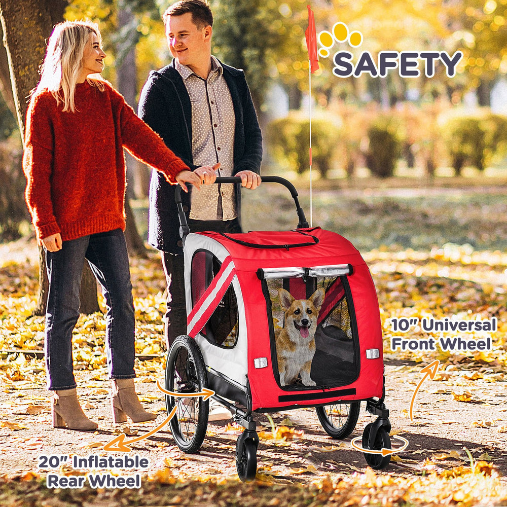 English Elm Aosom Convertible Pet Bike Trailer Stroller with Oxford Fabric and Safety Reflectors W2225P217623