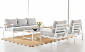 English Elm Wyncrest Aluminum & Teak Outdoor Coffee Table, Weather-Resistant, Lightweight, No-Assembly Patio Centerpiece B2736P354395