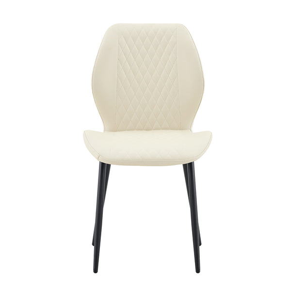 English Elm 4-piece Diamond Quilted Upholstered Dining Chair Set with Sleek Black Metal Legs White+Black W1151P458006