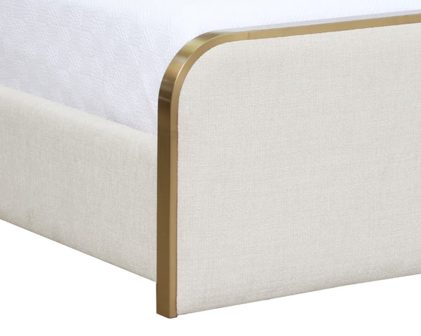 Sunpan TOMETI Bed - King - Modern Elegance with Luxe Chacha Cream Upholstery & Gold Steel Accents Taupe 108439