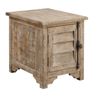 English Elm Wallace & Bay - Taupe Rustic Solid Wood Side Table with Sandstone Buff Finish, Easy-Care Design, 24"H Compact Accent Piece B2709P212413