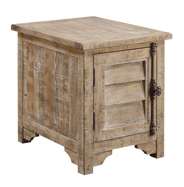 English Elm Wallace & Bay - Taupe Rustic Solid Wood Side Table with Sandstone Buff Finish, Easy-Care Design, 24"H Compact Accent Piece B2709P212413