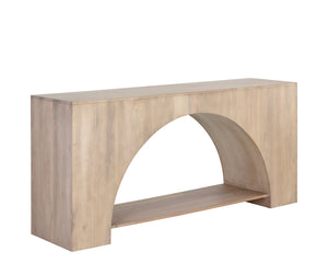 Sunpan Salma Console Table - Modern Arch Design in Solid Acacia Wood with Whitewash Finish for Elegance