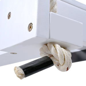 English Elm TOPMAX Twin Size Porch Swing Bed Crafted from Durable Acacia Wood with 400lb Capacity and Hemp Ropes White N717P210135K