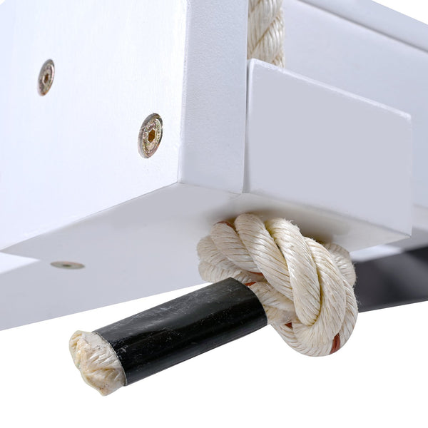 English Elm TOPMAX Twin Size Porch Swing Bed Crafted from Durable Acacia Wood with 400lb Capacity and Hemp Ropes White N717P210135K