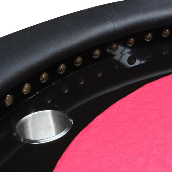 English Elm 96" Oval Poker Table Seats 10 with Waterproof Felt Cup Holders and Rivet Armrests W2748S00042