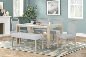 English Elm Contemporary Gray Upholstered Dining Bench with Tapered Legs for Modern Spaces B011P427920