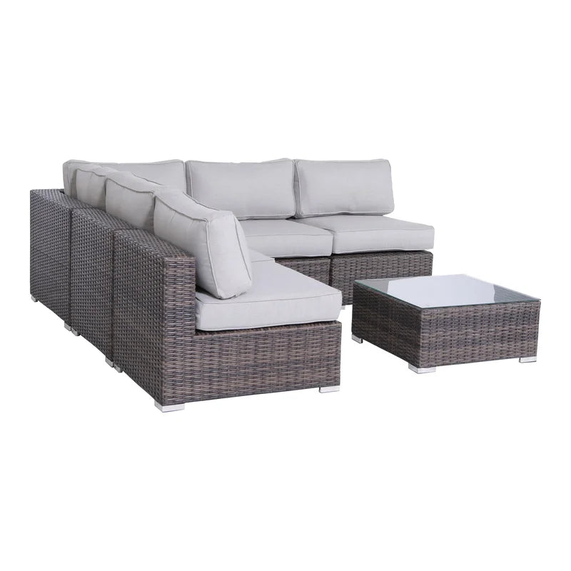 English Elm Fully Assembled Wicker 4-Person Outdoor Seating Set With Plush Cushions For Stylish Comfort B120S00039