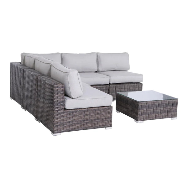 English Elm Fully Assembled Wicker 4-Person Outdoor Seating Set With Plush Cushions For Stylish Comfort B120S00039