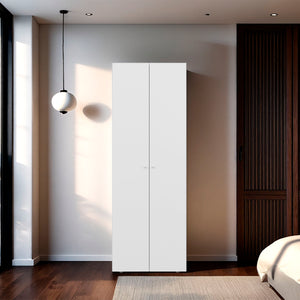 English Elm Armoire 66.9" H - Stylish White Storage Solution With 2 Doors & 2 Shelves For Compact Bedrooms B097P395870