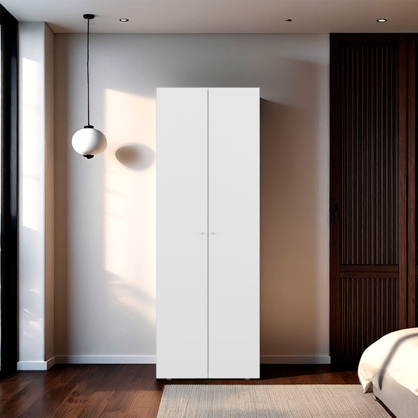 English Elm Armoire 66.9" H - Stylish White Storage Solution With 2 Doors & 2 Shelves For Compact Bedrooms B097P395870