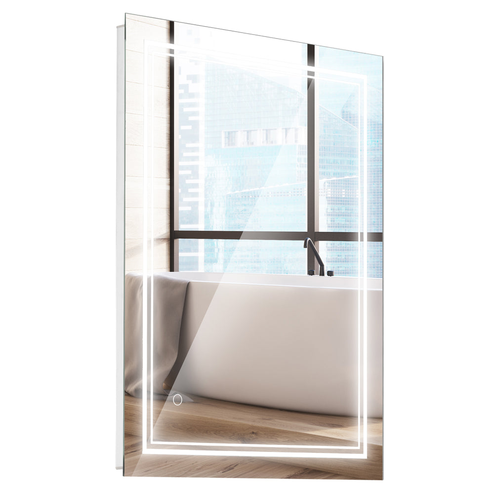 English Elm kleankin 32" x 24" LED Bathroom Mirror with Touch Button, IP44 Waterproof, Plug-In, Aluminum Frame, Dual Mounting Options W2225P217006