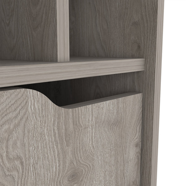 English Elm Sheffield L Shaped Bar Cabinet with Hairpin Legs Eight Cubbies Mid Century Modern Style B128P322512