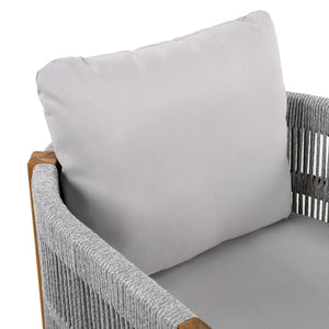 English Elm Christopher Knight Home® - Acacia Outdoor Dining Chairs Set of 2 with Rope Handles, Waterproof Washable Cushions, 400 lb Capacity Grey,Teak N779P279983G