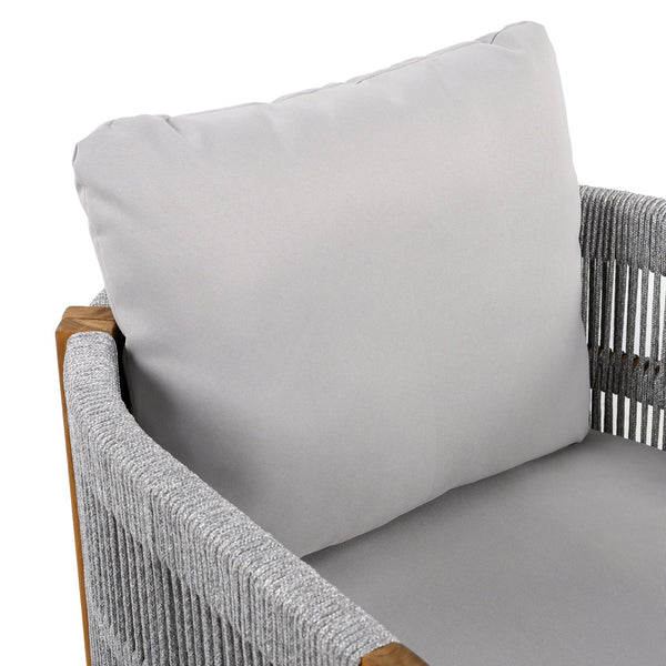 English Elm Christopher Knight Home® - Outdoor Dining Set with Acacia Wood Frame, 6 Chairs & Slatted 72" Table, Waterproof Washable Cushions Grey,Teak N779P266069N_N779P279983G-3