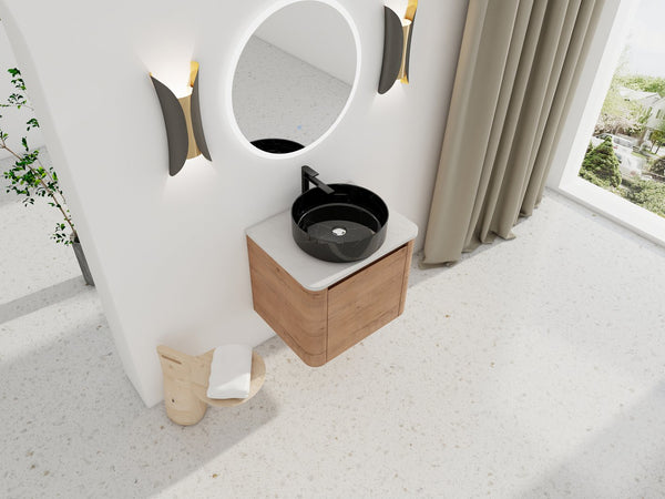 English Elm 24'' Wall-Mounted Bathroom Vanity With Ceramic Sink, Soft-Close Door & Space-Saving Design For Style W999S00396