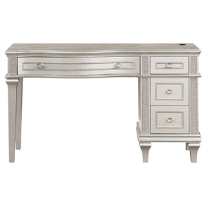 English Elm Colwood Four Drawer Glam Vanity Desk with Crystal Knobs and Built in Usb Charging B062S01490