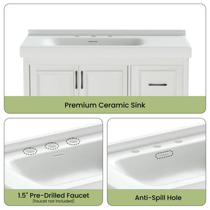 English Elm Sinks 36" Rectangular Porcelain Bathroom Sink White 36x20 Modern Countertop Basin Durable Ceramic W1162P199803