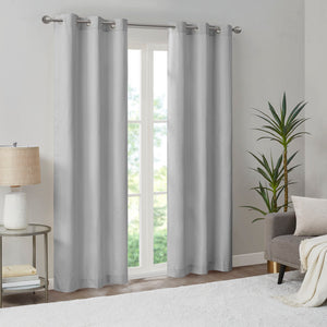 JLA Home Madison Park - Basketweave Thermal Room‑Darkening Curtain Panels with Silver Grommets, Insulating 84" Pair (OEKO‑TEX) MP40-7925