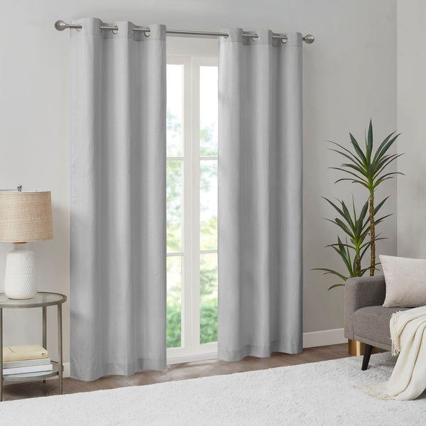 JLA Home Madison Park - Basketweave Thermal Room‑Darkening Curtain Panels with Silver Grommets, Insulating 84" Pair (OEKO‑TEX) MP40-7925