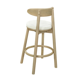 English Elm Christopher Knight Home® - Round Chunky Cushion Bar Stool with Curved Ergonomic Back, Solid Rubberwood Frame, Durable Comfort Beige,Natural Ash N771P346003A