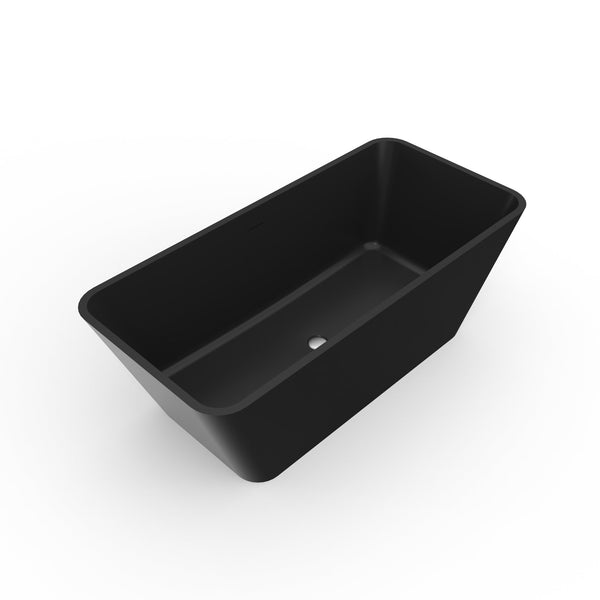 English Elm 67 Inch Stone Resin Freestanding Soaking Tub Matte White Spa Bath for Bathroom W1613P358125