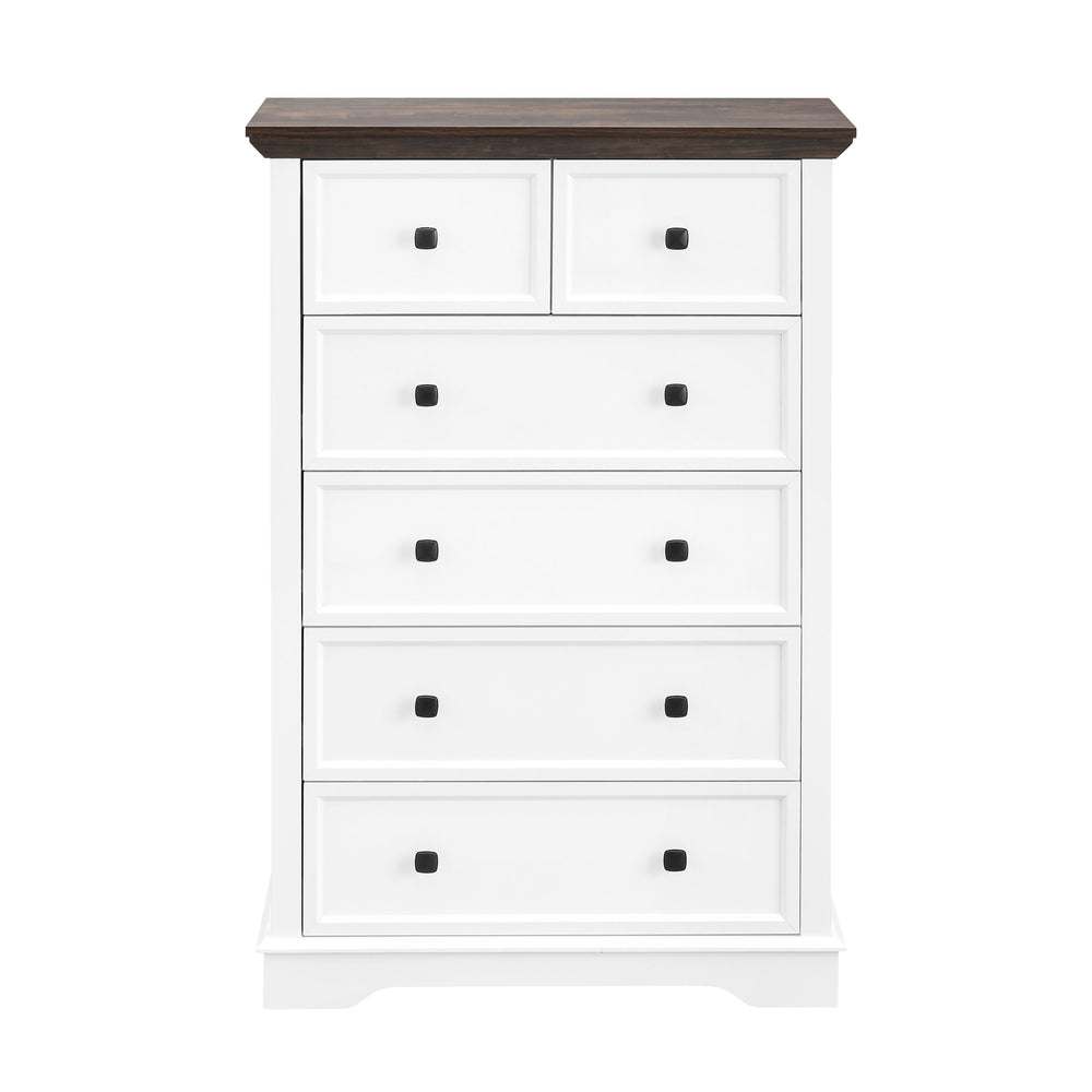 English Elm 6 Drawer Dresser with Wood Grain Finish, Anti-Tip, Smooth Metal Rails & Modern Handles 45.67"L x20.67"W W2275P149783