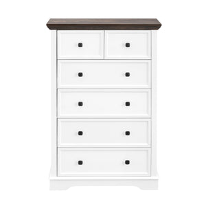 English Elm 6 Drawer Dresser with Wood Grain Finish, Anti-Tip, Smooth Metal Rails & Modern Handles 45.67"L x20.67"W W2275P149783