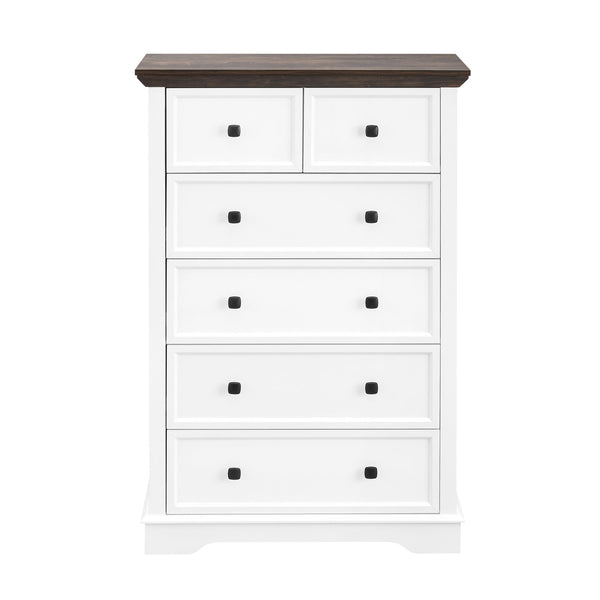 English Elm 6 Drawer Dresser with Wood Grain Finish, Anti-Tip, Smooth Metal Rails & Modern Handles 45.67"L x20.67"W W2275P149783
