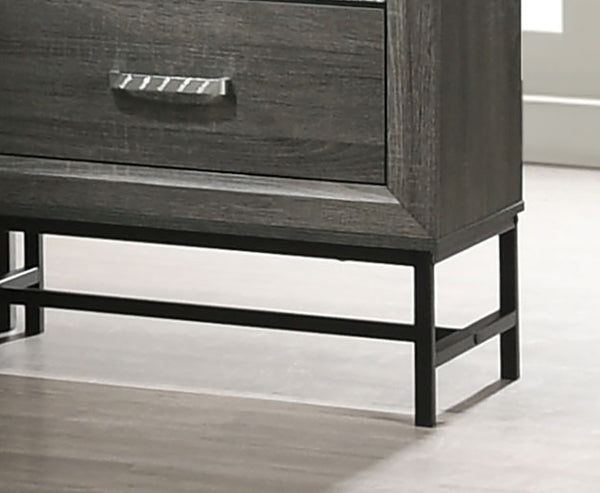 English Elm Contemporary Chic Chest with Gold Accents, Acrylic Trim, Metal Bracket Legs and Dust‑Proof Drawers Gray 34 L x 21 W x 51 H B2741P372199