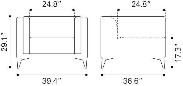 Punta Cana Armchair Leonardo Snow 109793 Zuo Modern