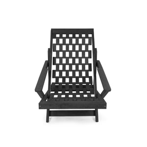 English Elm Pinecrest Outdoor Folding Lounge Chair Recycled Hdpe Reclining Patio Seat with Cushion Black B2745P409690