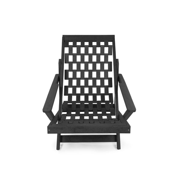 English Elm Pinecrest Outdoor Folding Lounge Chair Recycled Hdpe Reclining Patio Seat with Cushion Black B2745P409690