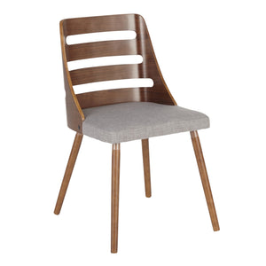 English Elm Dining Set with Tempered Glass Top Walnut Metal Legs and Blue Upholstered Seating B202S01429