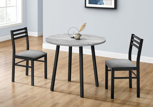 English Elm Dining 3-Piece Space-Saving Drop Leaf Table Set with Padded Ladder-Back Chairs, Modern Compact Design Grey 39 L x 23 W x 11 H B2710P218795