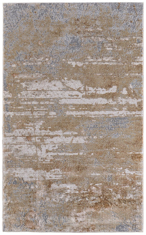 Feizy Rugs Aura Contemporary Abstract Area Rug - Durable Polyester Blend In Elegant Gold And Champagne Tones Ivory,Gold,Gray Polyester,Polypropylene Aur3567fbgegldc07