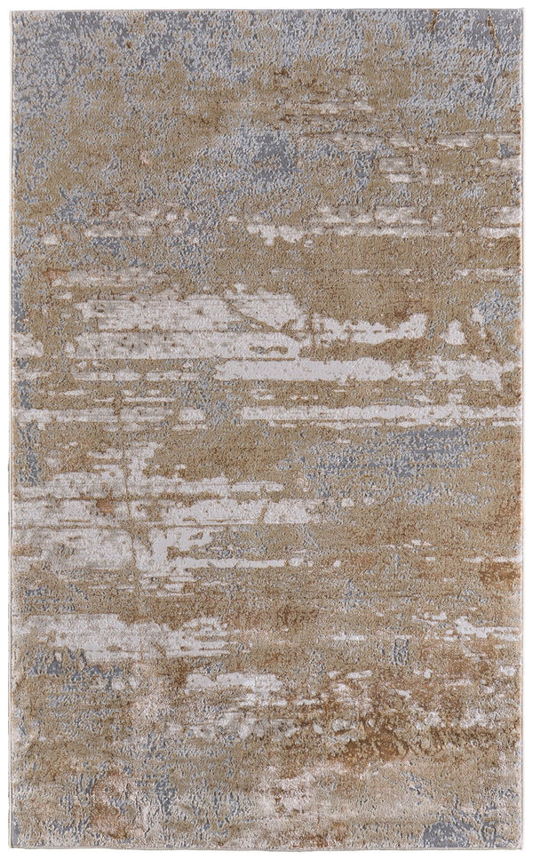 Feizy Rugs Aura Contemporary Abstract Area Rug - Durable Polyester Blend In Elegant Gold And Champagne Tones Ivory,Gold,Gray Polyester,Polypropylene Aur3567fbgegldc07