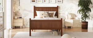 English Elm Twin Platform Bed Vertical Slat Headboard Farmhouse Shaker Wood Grain Finish Bedroom Dark Walnut N733P422478P