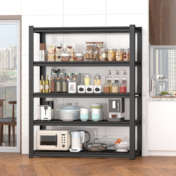 English Elm 59" Wide Black Metal Shelving Unit with Removable Dividers for Garage or Office T3625P455778