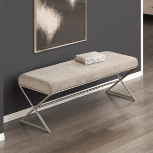 English Elm Contemporary Plush Chenille Upholstered Bench with X-Frame Metal Base, 48" Seat, Modern Entryway Seating Champagne,taupe 50.5 L x 18.5 W x 11.25 H B011P361969